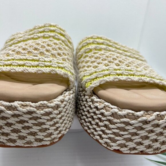 Rag & Bone Logan Cream/Yellow Crochet Flatform Wedge Slide Sandals Size 38 - Picture 3 of 11
